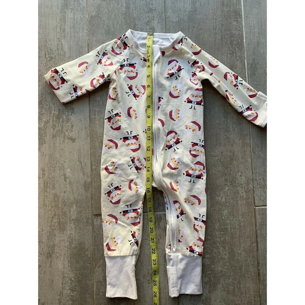Boutique Baby Girl Boy Santa Christmas Zipper One-Piece Coverall Sleep Play 12 M
